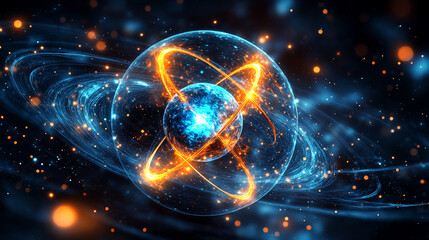 A conceptual digital representation of AI-driven quantum machine learning models analyzing climate data and optimizing energy efficiency, symbolizing innovation, sustainability, and advanced computing