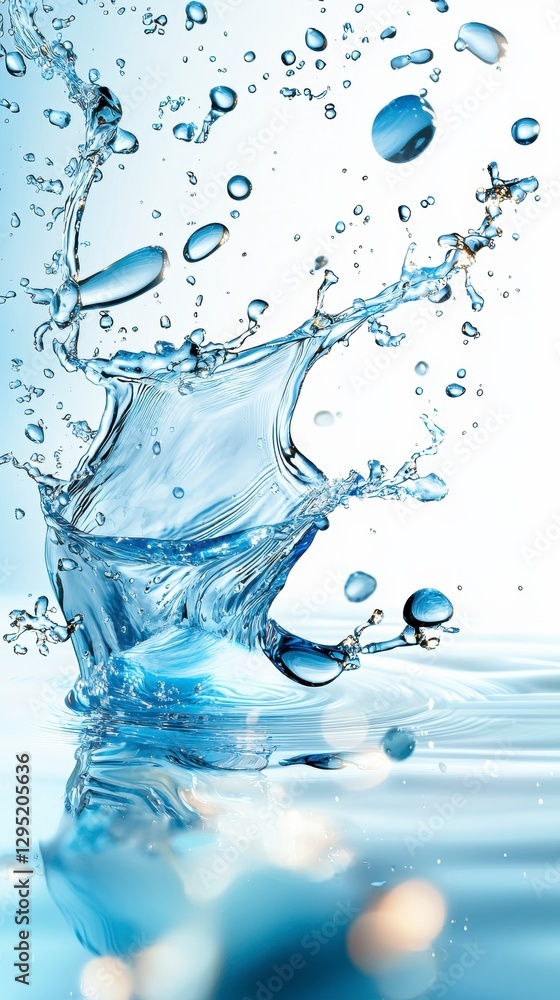 Poster splashing water action nature scene high-quality image clear environment dynamic viewpoint fluid con
