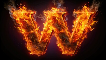 Fototapeta premium Fiery Letter W, Burning Alphabet, Alphabet Fire, Flame Font, Fire Letter, W Fire Design, Flaming Letter W, Letter W in Fire, Fire Typography, Burning Typography, W Logo Fire, Fire Logo W