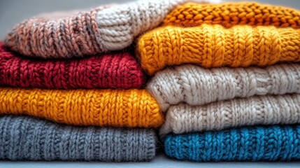 stack of various sweater isolated,studio background
