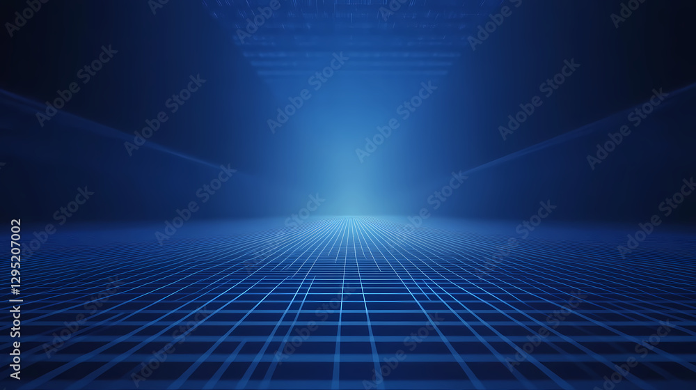 Poster blue grid structure with future depth