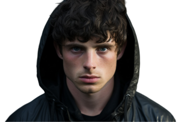 Dark and Moody Male Portrait Isolated on Transparent Background