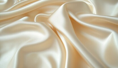 Obraz premium Cream satin fabric drapes, soft folds, luxurious texture