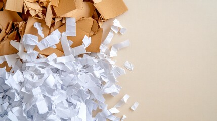 Shredded Paper and Cardboard Pieces on a Light Background