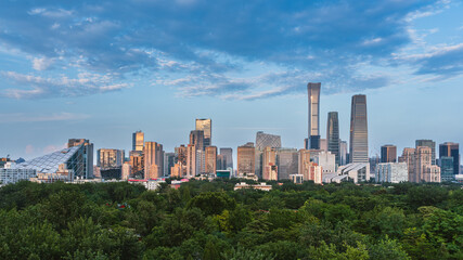 Fototapeta premium China World Trade Center in Beijing: The modern urban skyline under the blue sky