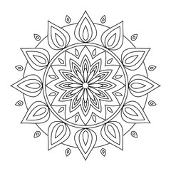 Mandala vector art. black and white line art. Beautiful Mandala Coloring Page for Relaxation