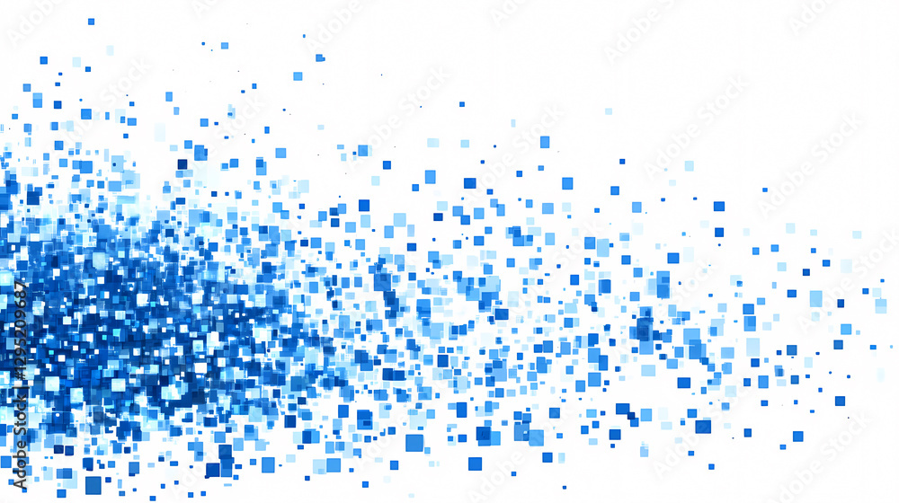 Poster abstract blue square pattern with dynamic flow