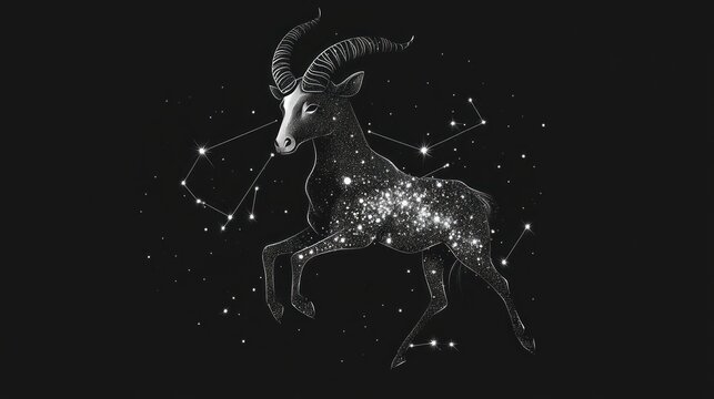 Zodiac Capricorn, starry constellation, dark background, spiritual,  meditation