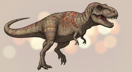 Fototapeta premium Ornate Tyrannosaurus Rex: A Tribal Design