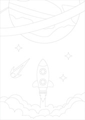 Space themed coloring sheets for children