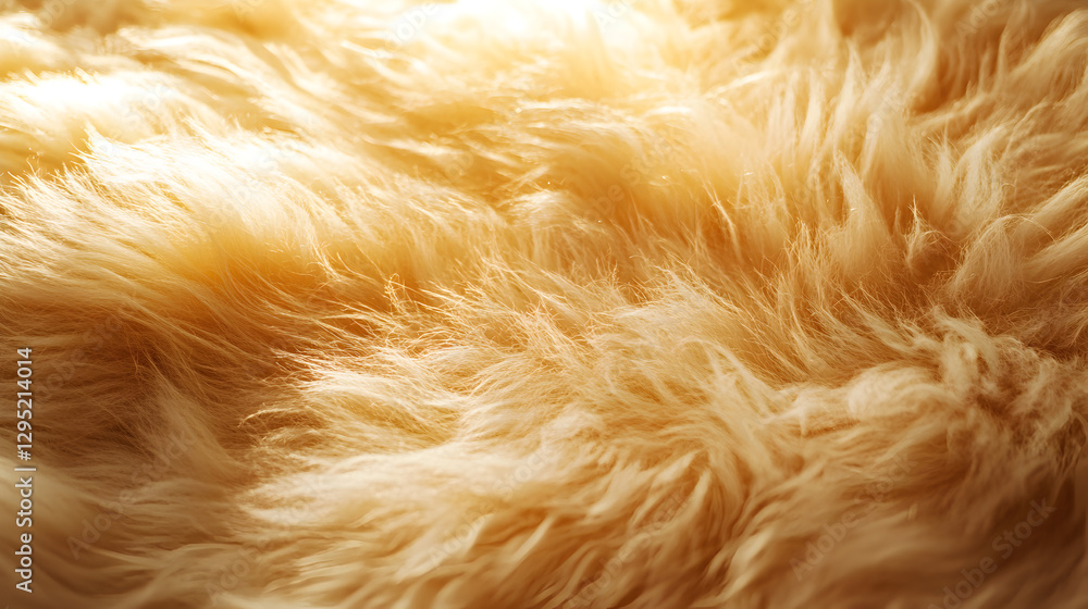 Wall mural fluffy fur in golden tones with delicate shadows adding depth