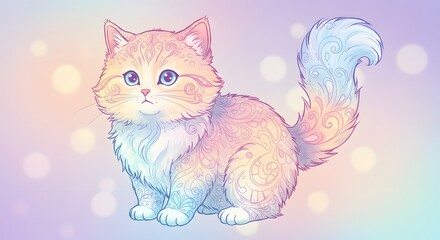 Pastel Kitten Mandala Art: A Whimsical Fluffy Friend
