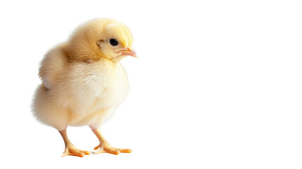 Obraz premium Small yellow baby chicken standing on transparent background
