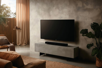 Modern Living Room with Stunning Landscape TV Display