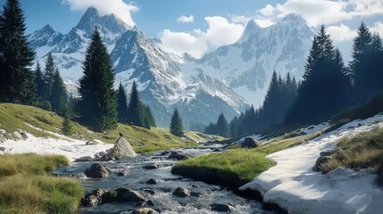 Snow-Covered Mountains: Majestic Peaks, Tranquil Alpine Lakes, and Seclusion’s Raw Beauty