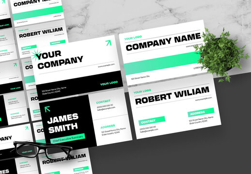 Gradient Green And Black Business Card