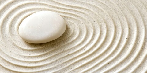 White stone is sitting on a sandy surface