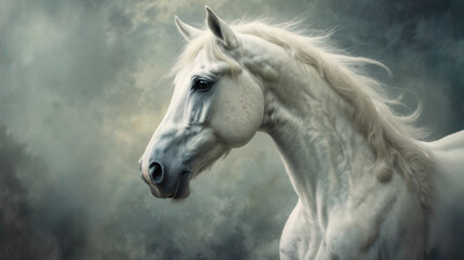 Obraz premium Beautiful White Stallion Portrait