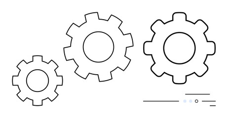 Three cogwheels in varying sizes interlock, symbolizing collaboration, efficiency, and mechanical processes. Ideal for themes of teamwork, engineering, automation, process optimization