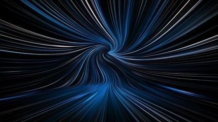 Obraz premium Abstract 3D Render: Swirling Blue and Gray Light Streams in Dark Space AI Generated