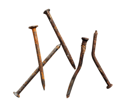 old rusty nails isolated on white background