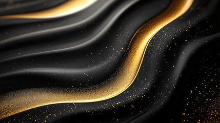 Elegant Gold and Black Abstract Design Digital Art Modern Aesthetics Luxurious Feel