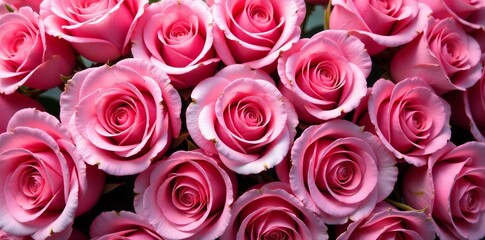 Vibrant pink roses arranged in a seamless pattern, garden, feminine