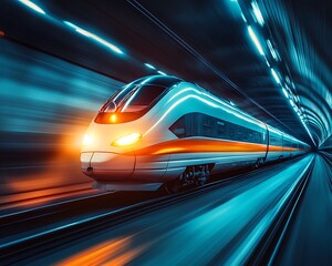 Fototapeta premium High-speed train tunnel travel