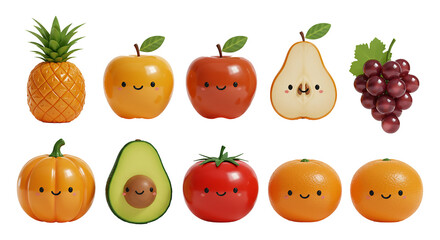 Fototapeta premium fruit character set