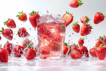 Strawberry juice which contains a lot of vitamin C is good for body health, fresh ripe red strawberry, 