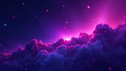 Fototapeta premium Abstract purple neon lights in space with stars and galaxies, galaxy, astronomy, technology