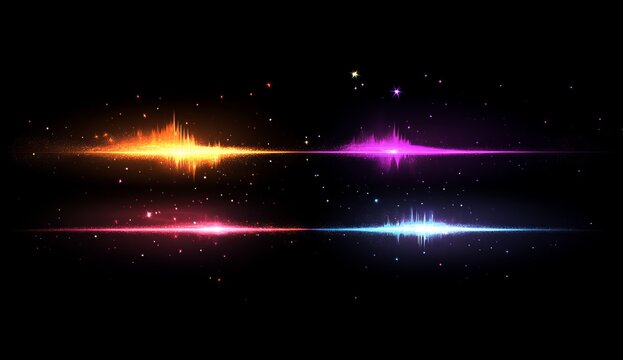 Colorful light streaks, abstract background, space theme, graphic design elements
