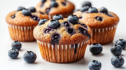 baked blueberry muffin isolated on transparent background