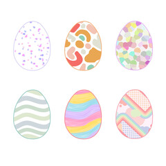 Happy Easter.Set of Easter eggs with different textures.