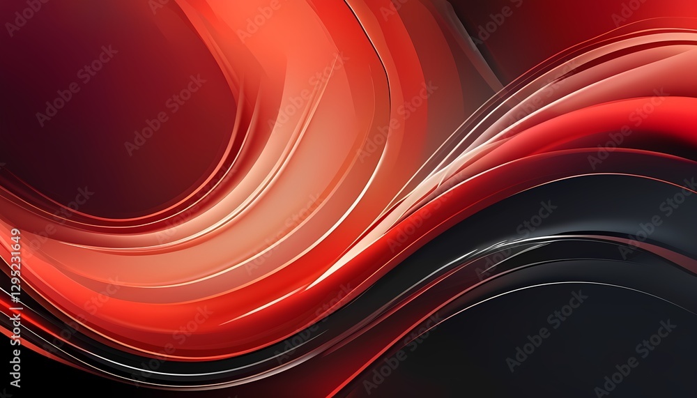 Aufkleber dynamic red and black abstract waves digital art modern design creative space close-up view motion c