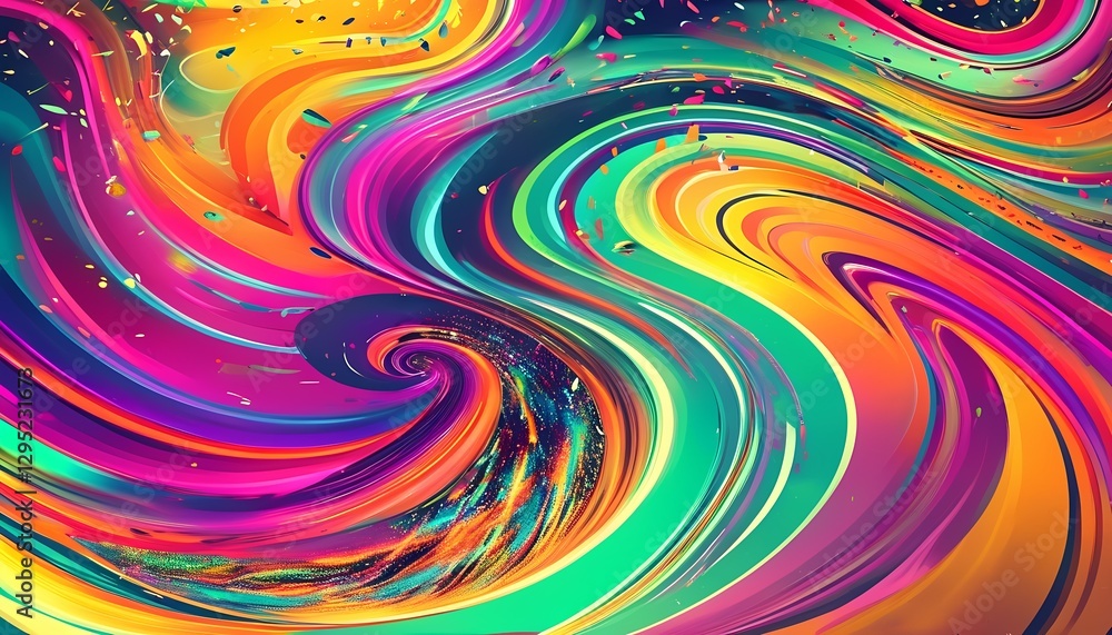 Poster vibrant abstract swirls of color digital art bold design creative space close-up dynamic expression