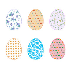 Happy Easter.Set of Easter eggs with different textures.