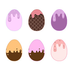 Happy Easter.Set of Easter eggs with different textures.
