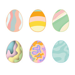 Happy Easter.Set of Easter eggs with different textures.