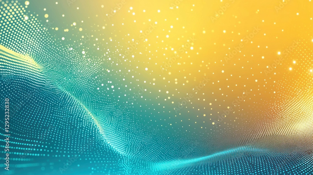 Poster abstract waves of colorful dots in gradient background design