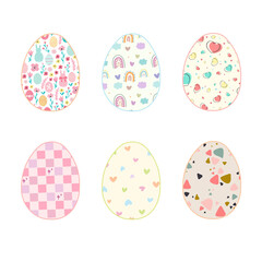 Happy Easter.Set of Easter eggs with different textures.