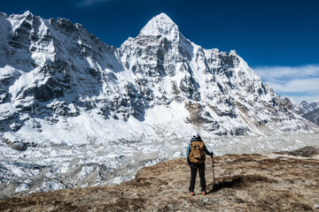 Spectacular view of Wedge Peak from Kangchenjunga (Kanchenjunga) North Base Camp, Pang Pema, Nepal