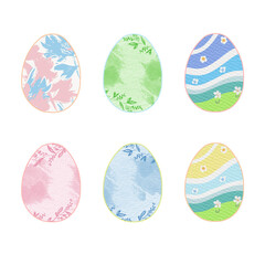 Happy Easter.Set of Easter eggs with different textures.
