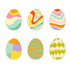 Happy Easter.Set of Easter eggs with different textures.
