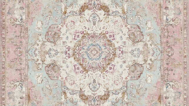Pastel vintage patterned rug design for home decor