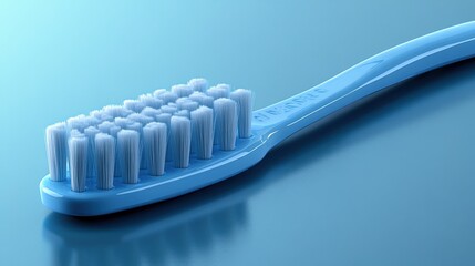 blue toothbrush with white bristles isolated catoon style