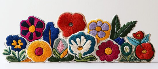 Colorful embroidered flower border