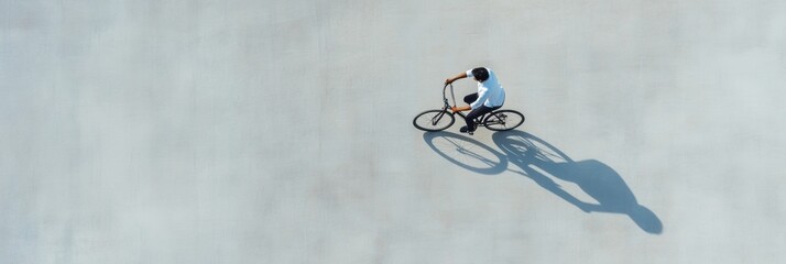 Urban Mobility Reimagined Minimalist Aerial View of Eco-Conscious Cyclist Embodying Gen Z Sustainability Trends in Smart City Infrastructure