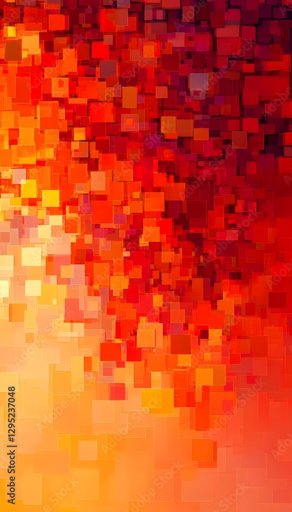 Poster abstract squares form a gradient of colors from warm hues