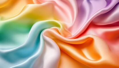 Obraz premium Rainbow silk fabric draped in vibrant colors